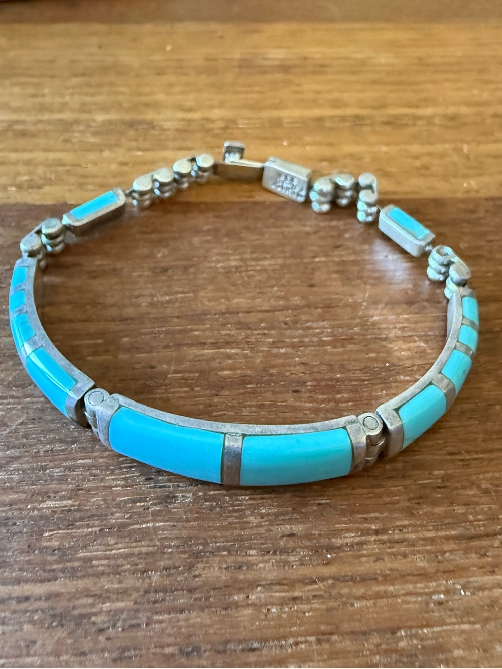 Sterling Silver and Turquoise Inlay Bracelet - Mexico